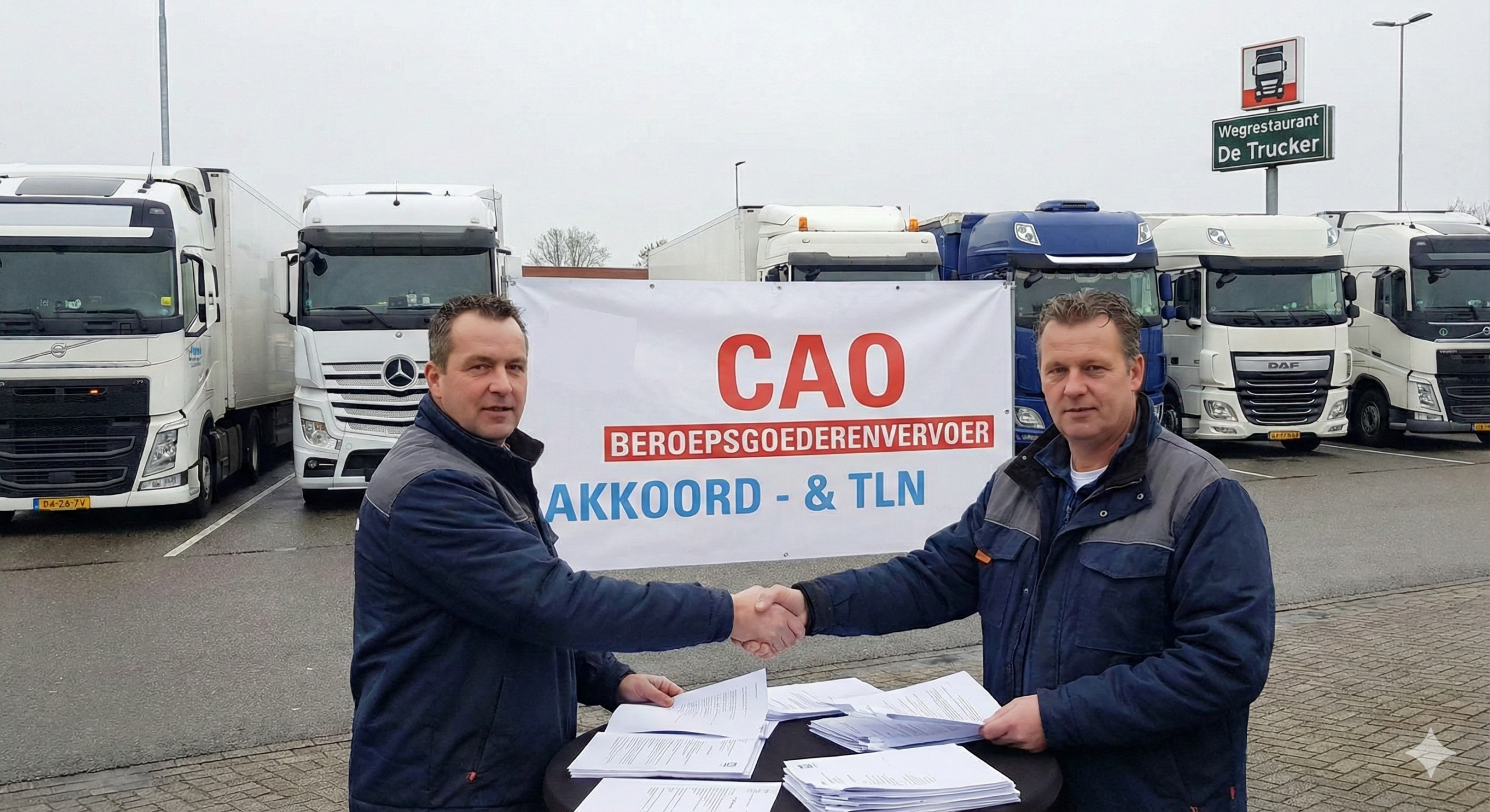 Akkoord voor de cao beroepsgoederenvervoer.